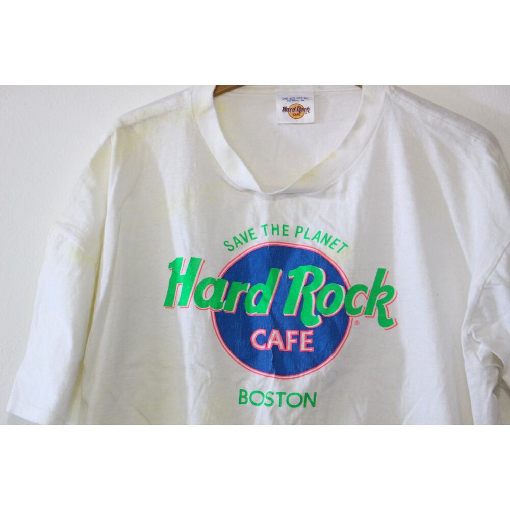 Vintage Hard Rock Cafe Boston Massachusetts Crop Top T Shirt XL - Picture 2 of 6